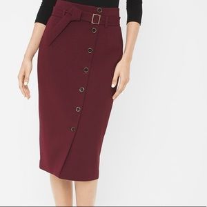 Button Front Pencil Skirt